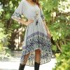 Women * | Ananda'S Collection | Navy Border Hi-Low Midi Dress Women