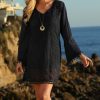 Women * | Ananda'S Collection | Navy Semi-Sheer Bell-Sleeve Peasant Tunic Plus