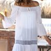 Women * | Ananda'S Collection | White Tunic Lace-Accent Off-Shoulder Tunic Women