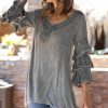 Women * | Ananda'S Collection | Gray Swirl Tiered-Sleeve Tunic Women