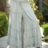 Women * | Ananda'S Collection | Light Sage Tiered Tie-Waist Palazzo Pants Women