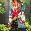 Women * | Ananda'S Collection | Fuchsia & Blue Floral Patchwork Bell-Sleeve Peasant Tunic Women