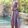 Women * | Ananda'S Collection | Blue & Pink Paisley Halter Handkerchief Dress Women