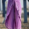 Women * | Ananda'S Collection | Purple & White Floral Embroidered Palazzo Pants Women