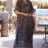 Women * | Ananda'S Collection | Brown & Black Geometric Caftan Women