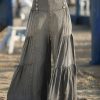 Women * | Ananda'S Collection | Gray Button-Accent Tiered Palazzo Pants Women