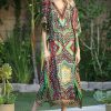 Women * | Ananda'S Collection | Green & Red Geometric Caftan Women