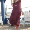 Women * | Ananda'S Collection | Wine Embroidered Tassel-Accent Sleeveless Maxi Dress Women