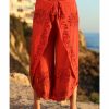 Women * | Ananda'S Collection | Rust Embroidered Tulip-Hem Crop Pants Women