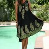 Womens Plus * | Ananda'S Collection | Black & Green Paisley Embroidered Shift Dress Women