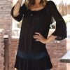 Women * | Ananda'S Collection | Black Lace-Accent Off-Shoulder Tunic Women