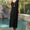 Women * | Ananda'S Collection | Black Embroidered Sleeveless Maxi Dress Women