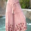 Women * | Ananda'S Collection | Pink Embroidered Floral Tiered Palazzo Pants Women