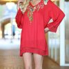 Womens Plus * | Ananda'S Collection | Red Lace-Accent Tunic Women & Plus