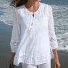 Women * | Ananda'S Collection | White Lace Long-Sleeve Tunic Women