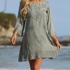 Women * | Ananda'S Collection | Light Gray Snowflake Embroidered Shift Dress Women