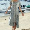 Women * | Ananda'S Collection | Sage Embroidered Button-Up Midi Dress Women