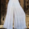 Women * | Ananda'S Collection | White Sheer Tiered Palazzo Pants Women