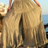 Women * | Ananda'S Collection | Olive Tiered Tie-Waist Palazzo Pants Women