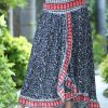 Women * | Ananda'S Collection | Black & Red Paisley Floral Ruffle Maxi Skirt Women