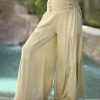 Women * | Ananda'S Collection | Beige Button-Accent Wide-Leg Palazzo Pants Women