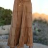 Women * | Ananda'S Collection | Tan Tiered Tie-Waist Palazzo Pants Women