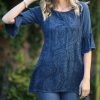 Women * | Ananda'S Collection | Denim Embroidered Three-Quarter Sleeve Tunic Women