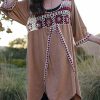 Women * | Ananda'S Collection | Brown Geometric Crochet-Trim Shift Dress Women