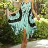 Women * | Ananda'S Collection | Aqua & Black Tie-Dye Handkerchief Midi Dress Women