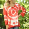 Women * | Ananda'S Collection | Coral Tie-Dye Pom-Pom Trim Tunic Women