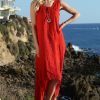 Women * | Ananda'S Collection | Red Crochet-Accent Sleeveless Hi-Low Dress Women