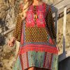 Women * | Ananda'S Collection | Brown & Pink Patchwork Long-Sleeve Shift Dress Women