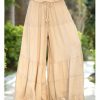 Women * | Ananda'S Collection | Beige Tiered Tie-Waist Palazzo Pants Women