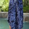 Women * | Ananda'S Collection | Blue Tie-Dye Wrap Gaucho Pants Women