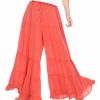 Women * | Ananda'S Collection | Coral & Tan Pallazzo Pants Women