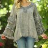 Womens Plus * | Ananda'S Collection | Gray Swirl Tiered-Sleeve Tunic Women