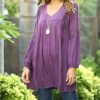 Women * | Ananda'S Collection | Purple Sheer-Accent Long-Sleeve Tunic Dress Women