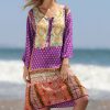 Women * | Ananda'S Collection | Purple & Mint Patchwork Long-Sleeve Shift Dress Women