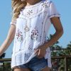 Womens Plus * | Ananda'S Collection | White Embroidered Short-Sleeve Tunic Women