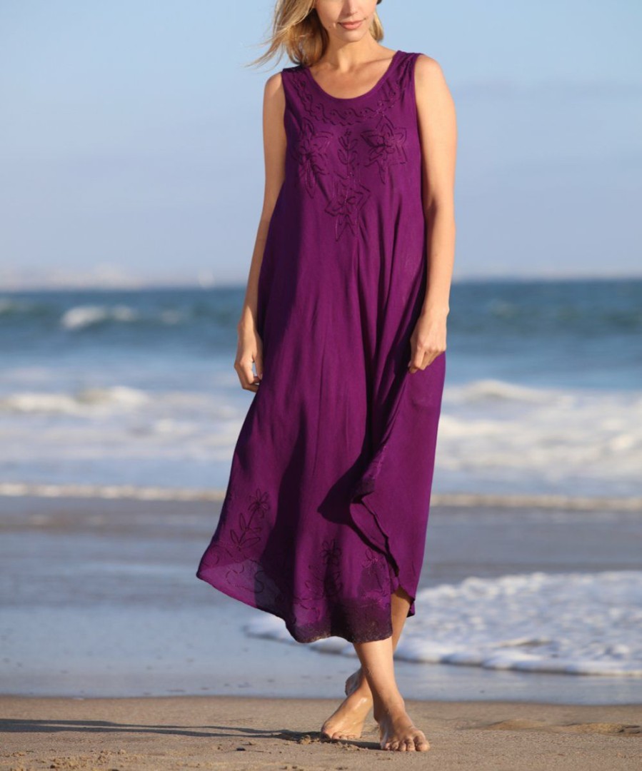 Women * | Ananda'S Collection | Purple Sleeveless Maxi Dress Women