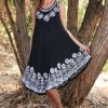 Women * | Ananda'S Collection | Black Embroidered Sleeveless Shift Dress Women