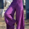 Women * | Ananda'S Collection | Purple Button-Accent Tiered Palazzo Pants Women