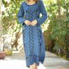 Women * | Ananda'S Collection | Blue Embroidered Back-Tie Long-Sleeve Maxi Dress Women