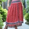 Women * | Ananda'S Collection | Rust & Black Paisley Floral Ruffle Maxi Skirt Women