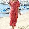 Women * | Ananda'S Collection | Rust Embroidered Button-Up Midi Dress Women