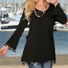 Women * | Ananda'S Collection | Black Pom-Pom Hem Tunic Women & Plus