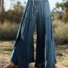 Women * | Ananda'S Collection | Blue Tiered Tie-Waist Palazzo Pants Women