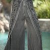 Women * | Ananda'S Collection | Gray Embroidered Split Elastic-Waist Pants Women