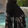 Women * | Ananda'S Collection | Black & Beige Abstract Button-Accent Wide-Leg Palazzo Pants Women