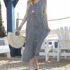 Women * | Ananda'S Collection | Gray Crochet-Trim Sleeveless V-Neck Maxi Dress Women